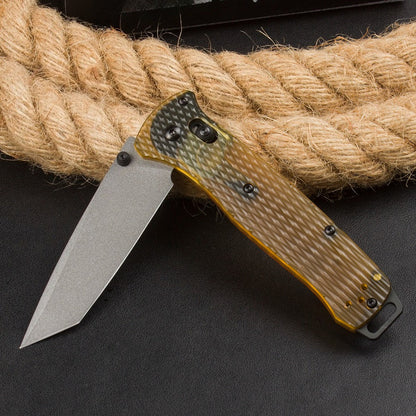 BM537 Transparent PEI Handle Outdoor Portable Folding Knife