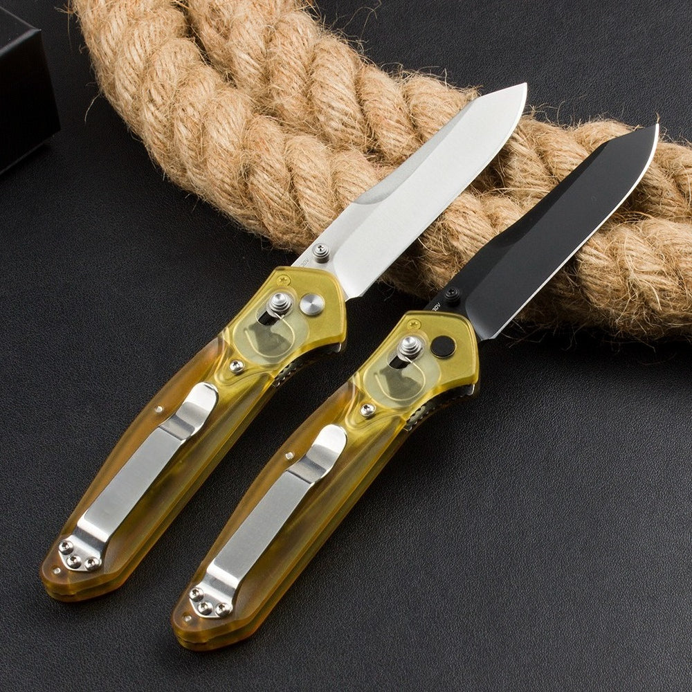 BM940 Transparent Yellow Handle D2 Steel Outdoor Folding Knife