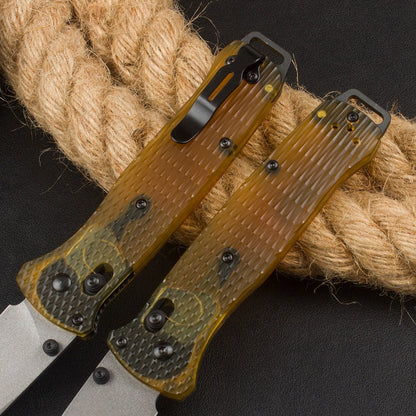 BM537 Transparent PEI Handle Outdoor Portable Folding Knife