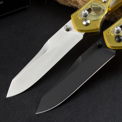 BM940 Transparent Yellow Handle D2 Steel Outdoor Folding Knife