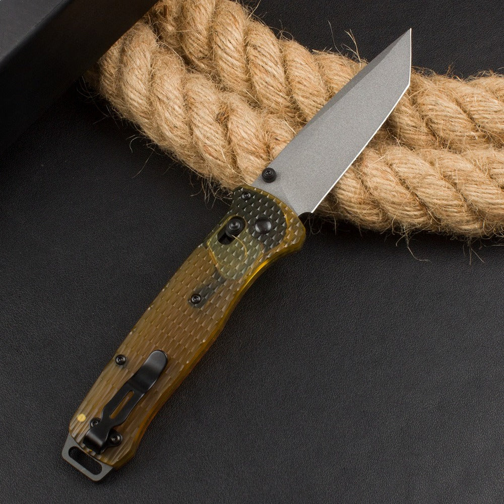 BM537 Transparent PEI Handle Outdoor Portable Folding Knife