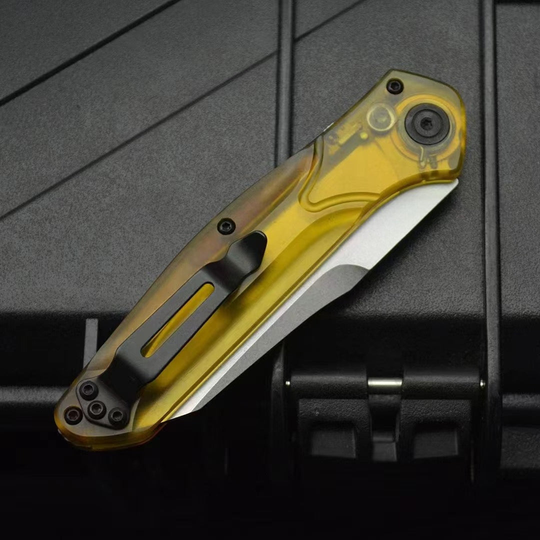 BM9400 PEA Transparent Handle D2 Steel Outdoor Portable Knife