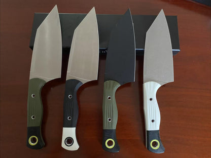 4010BK-01 G10 outdoor knife with white handle and white blade, full view