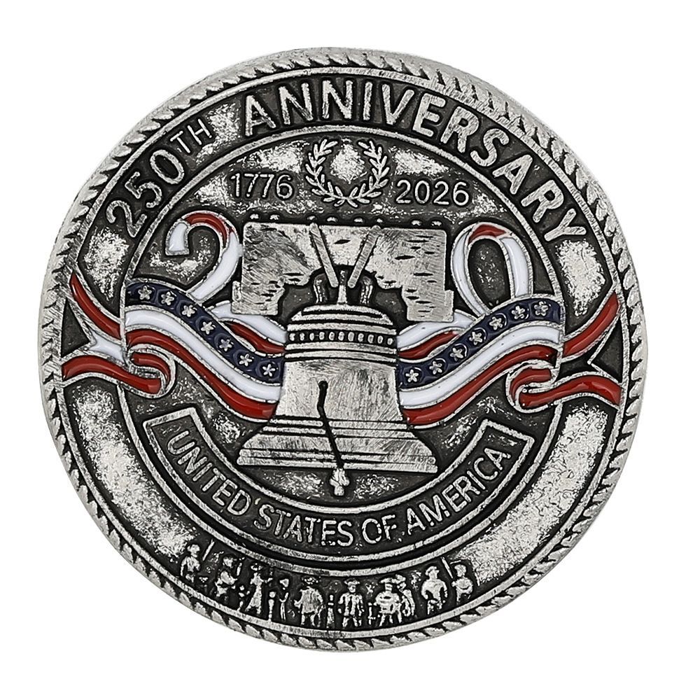 US 250th Independence Day Brooch – Stars, Flag, Letters & Big Clock Design – Clothing Accessory