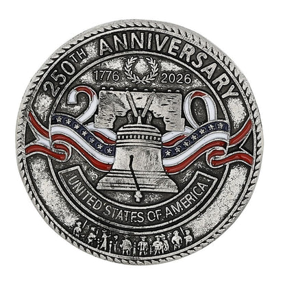 US 250th Independence Day Brooch – Stars, Flag, Letters & Big Clock Design – Clothing Accessory