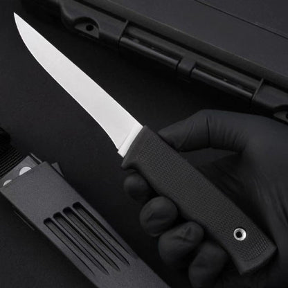 F2z Black Thermoplastic Elastic Rubber-Wrapped Handle Outdoor Knife