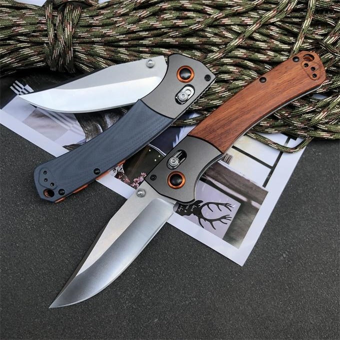 BM15080 G10 Handle and Sandalwood Handle Outdoor Folding Knife
