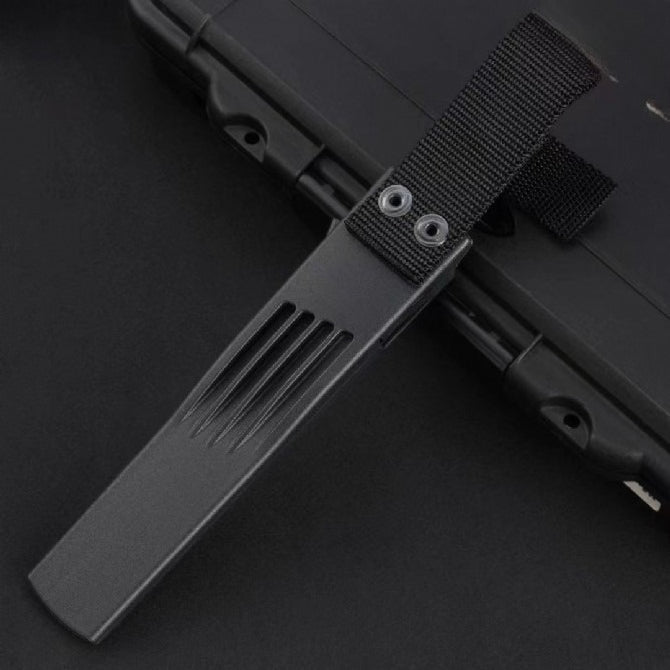 F2z Black Thermoplastic Elastic Rubber-Wrapped Handle Outdoor Knife