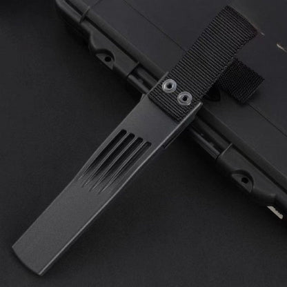 F2z Black Thermoplastic Elastic Rubber-Wrapped Handle Outdoor Knife