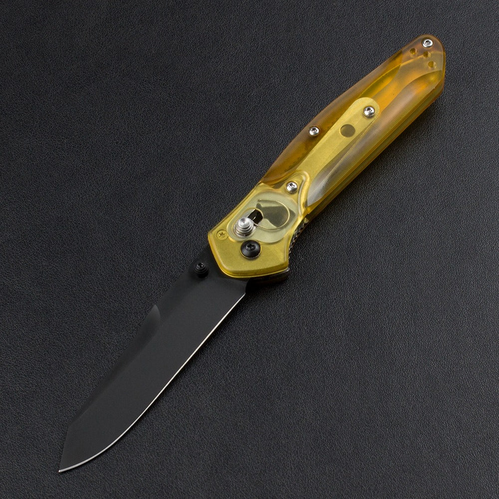 BM940 Transparent Yellow Handle D2 Steel Outdoor Folding Knife