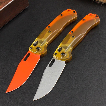 BM15535 Yellow PEI Transparent Edition Outdoor Folding Knife