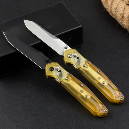 BM940 Transparent Yellow Handle D2 Steel Outdoor Folding Knife