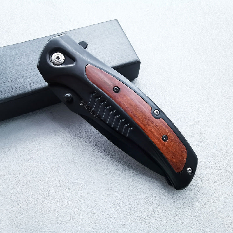 DA315 Steel and Solid Wood G10 Blade Handle Outdoor Folding Knife
