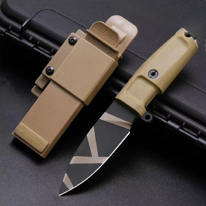 Small N690 DLC Tiger Stripe Tricolor Outdoor Knife