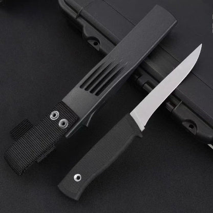 F2z Black Thermoplastic Elastic Rubber-Wrapped Handle Outdoor Knife