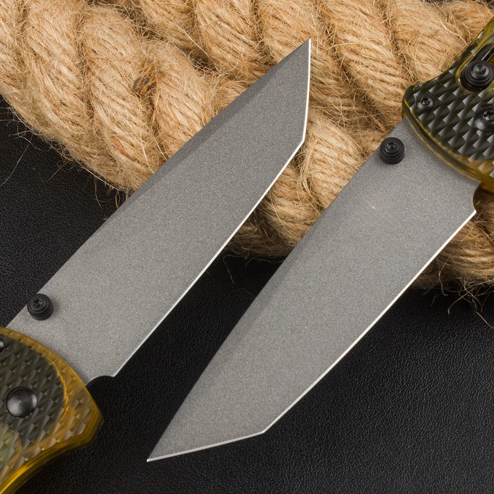 BM537 Transparent PEI Handle Outdoor Portable Folding Knife