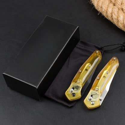 BM940 Transparent Yellow Handle D2 Steel Outdoor Folding Knife