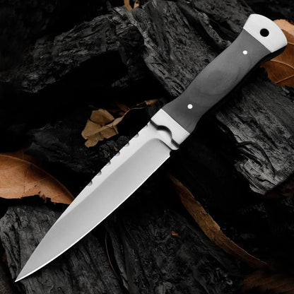 Outdoor 9Cr18 Steel Tool with Double Steel Head and Ebony Handle Knife — size comparison against a common object.