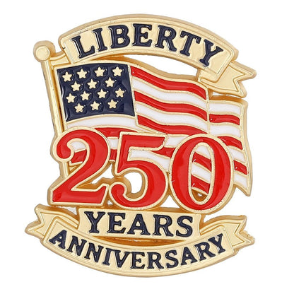 US 250th Independence Day Brooch – Stars, Flag, Letters & Big Clock Design – Clothing Accessory