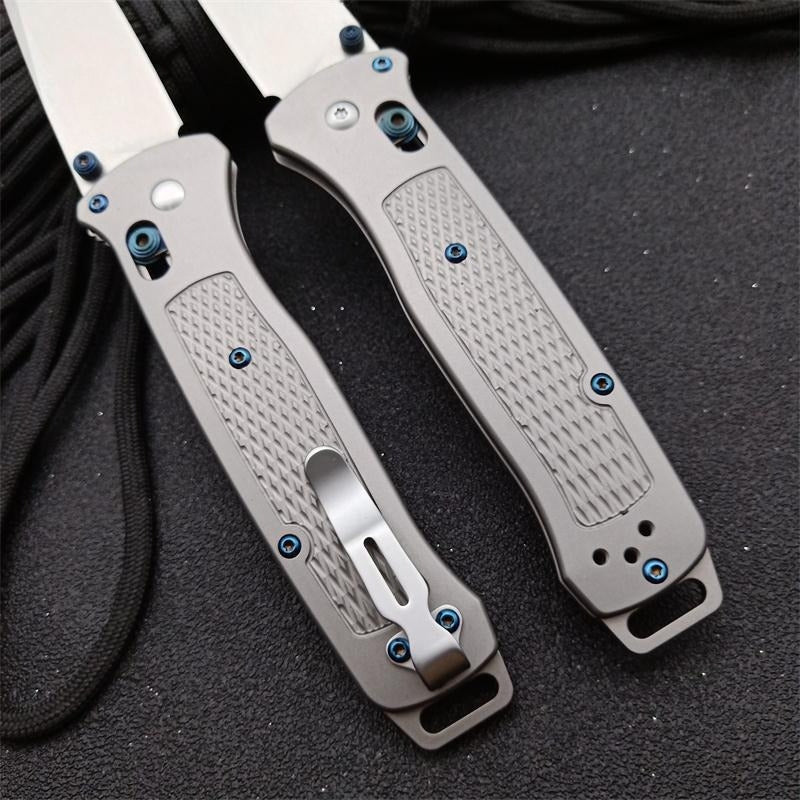 BM537GY M390 Steel Titanium Alloy Handle Outdoor Folding Knife