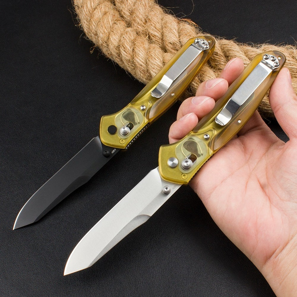 BM940 Transparent Yellow Handle D2 Steel Outdoor Folding Knife