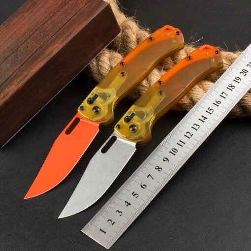BM15535 Yellow PEI Transparent Edition Outdoor Folding Knife