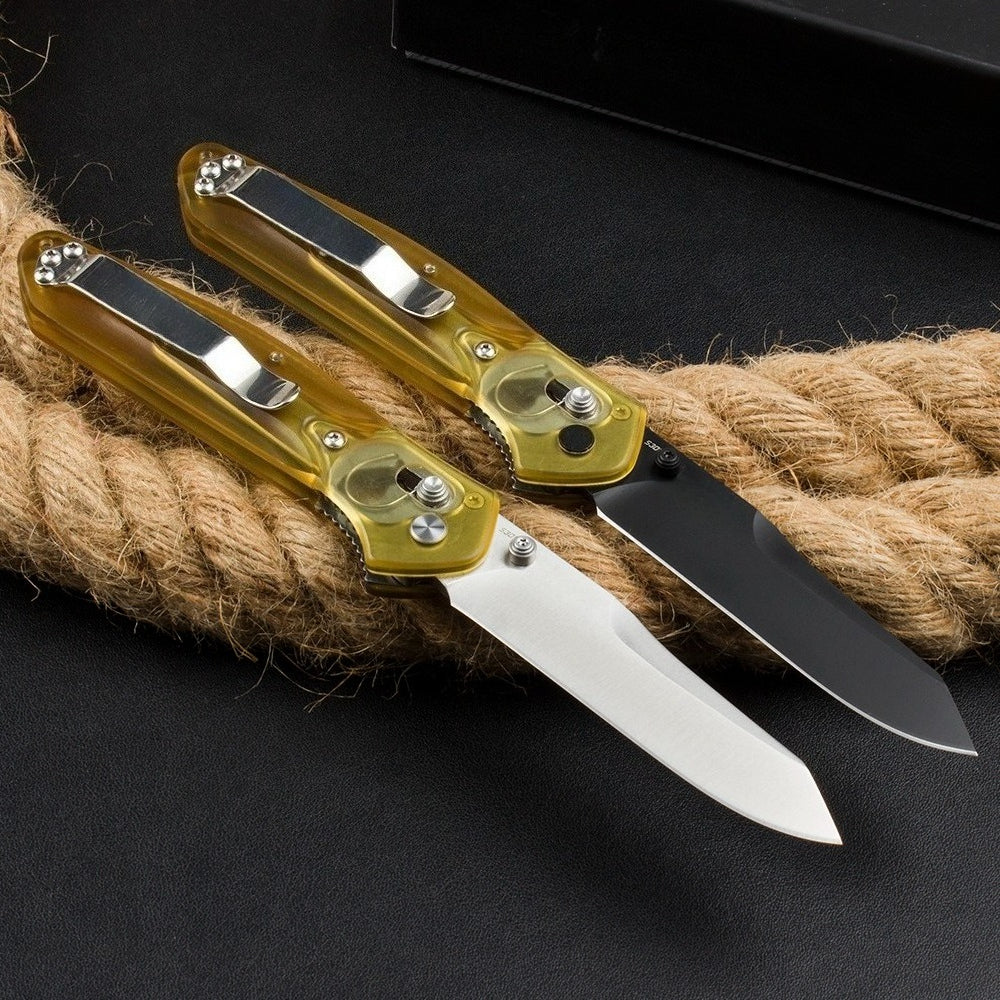 BM940 Transparent Yellow Handle D2 Steel Outdoor Folding Knife