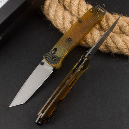 BM537 Transparent PEI Handle Outdoor Portable Folding Knife