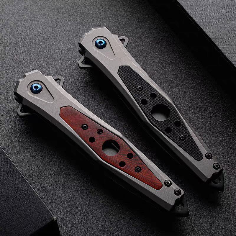 G10 Redwood Handle Folding Outdoor Knife