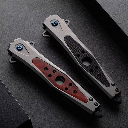 G10 Redwood Handle Folding Outdoor Knife