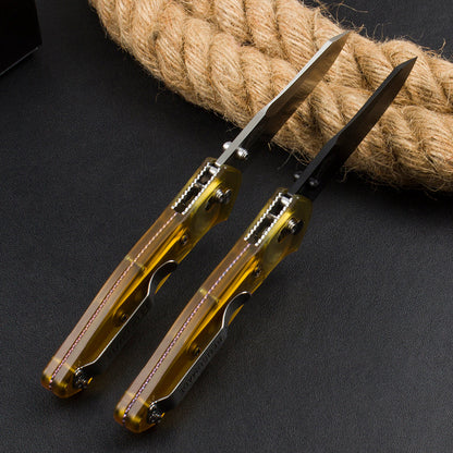 BM940 Transparent Yellow Handle D2 Steel Outdoor Folding Knife