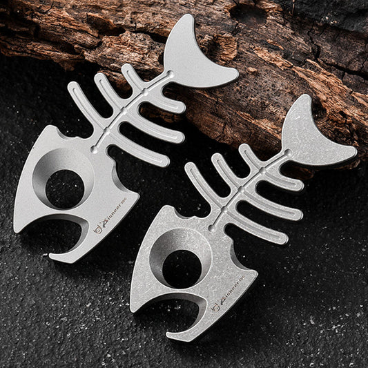 Multifunctional Rope Hole Bottle Opener Titanium EDC Tool Hung on Backpack