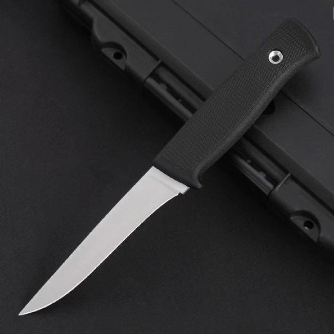 F2z Black Thermoplastic Elastic Rubber-Wrapped Handle Outdoor Knife