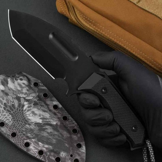 Black Titanium G10 Dual-Color Camouflage Pattern K-Sheath Outdoor Knife