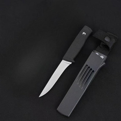 F2z Black Thermoplastic Elastic Rubber-Wrapped Handle Outdoor Knife