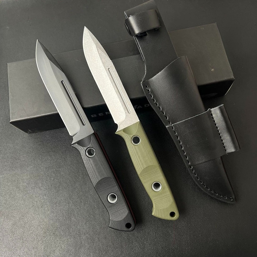 BM163 Black Stonewashed G10 Handle Knife5
