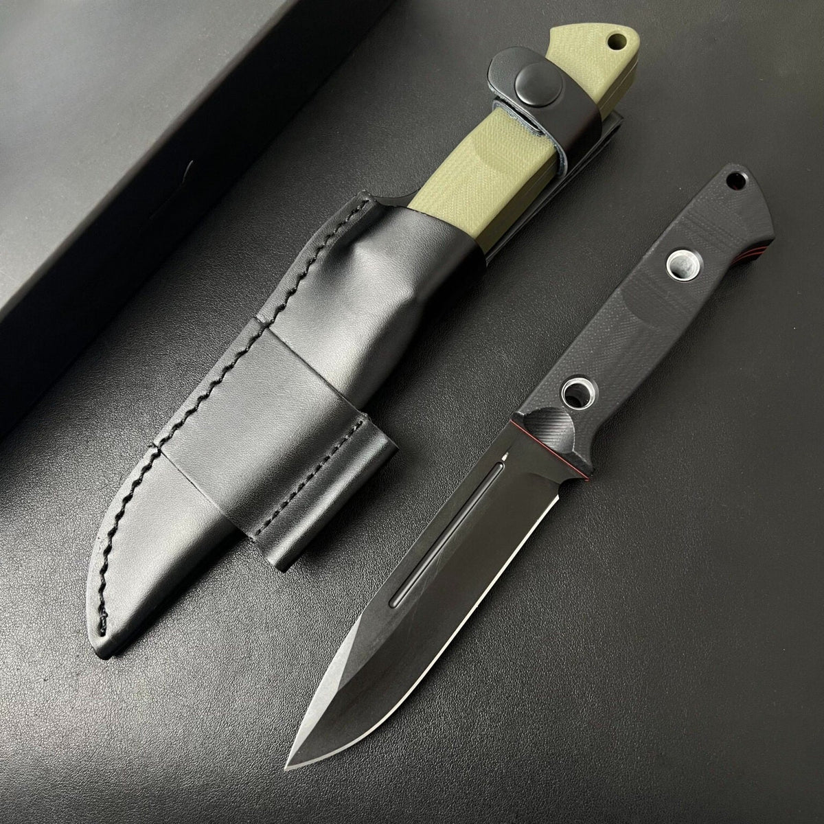 BM163 Black Stonewashed G10 Handle Knife3