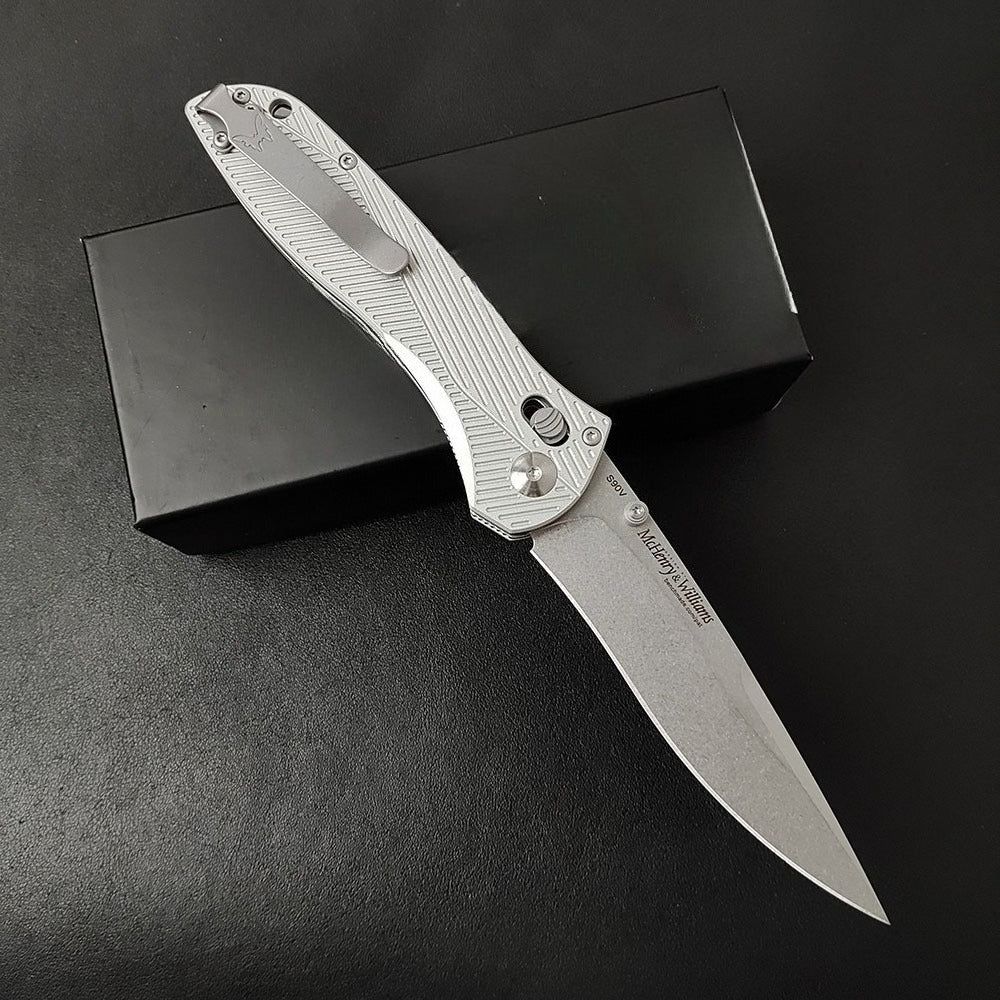 BM710 White Aluminum Alloy Handle Folding Knife2