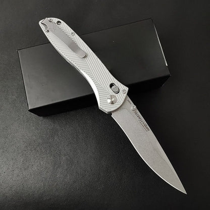 BM710 White Aluminum Alloy Handle Folding Knife2