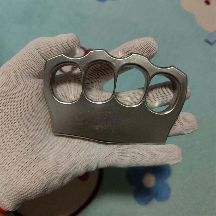304 Stainless Steel Four Hole Knuckle Dusters EDC Outdoor Tool - Beveled tilted four hole duster