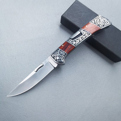 Carved folding knife side