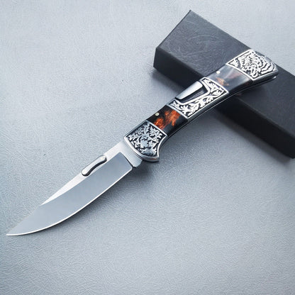 Carved folding knife angle
