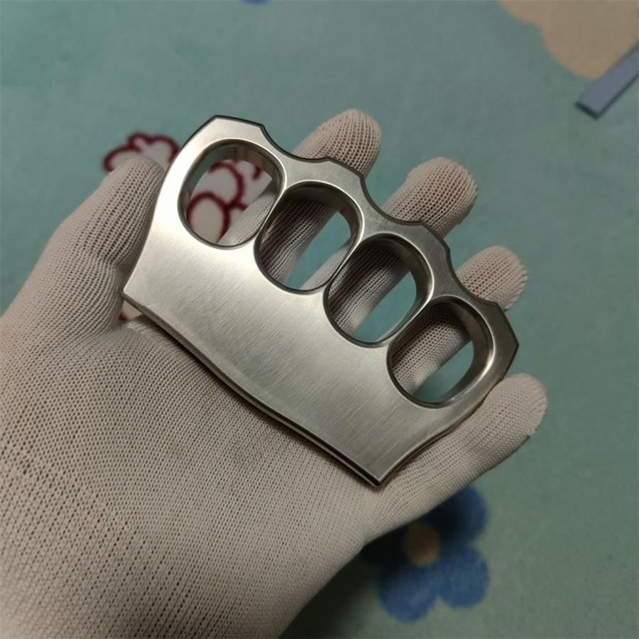 304 Stainless Steel Four Hole Knuckle Dusters EDC Outdoor Tool - Top view four hole stainless steel duster