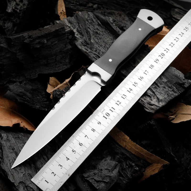 9Cr18Double Steel Head Ebony Handle Knife