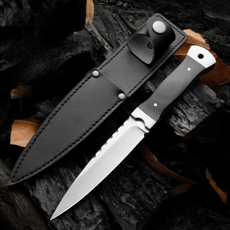 9Cr18Double Steel Head Ebony Handle Knife2