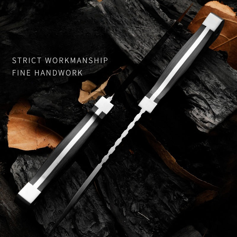 9Cr18Double Steel Head Ebony Handle Knife8