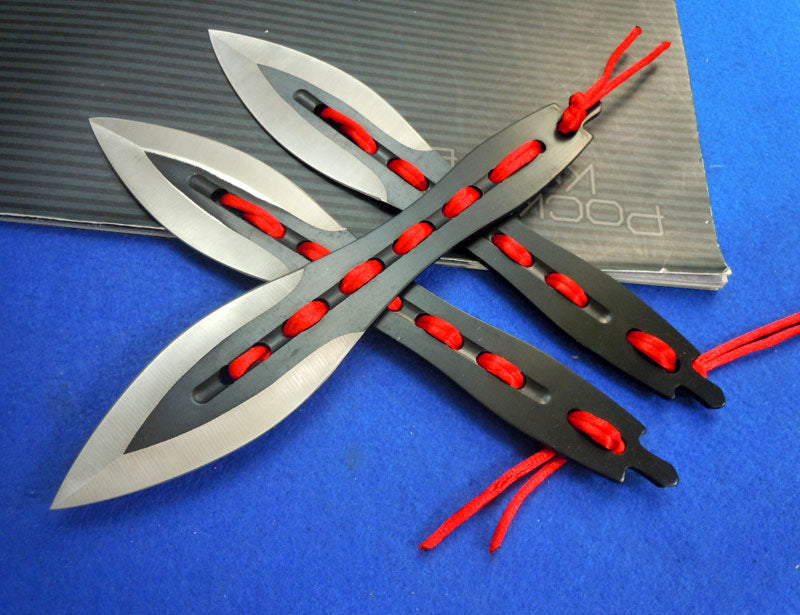 3 Pcs Red Ribbon Outdoor EDC Knife - Cross blade