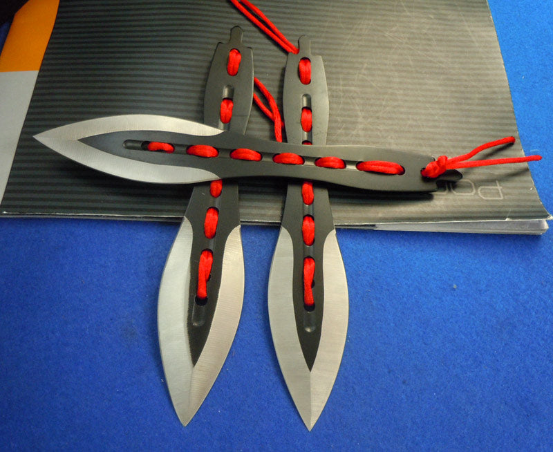 3 Pcs Red Ribbon Outdoor EDC Knife - Cross stack