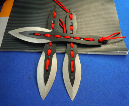 3 Pcs Red Ribbon Outdoor EDC Knife - Cross stack