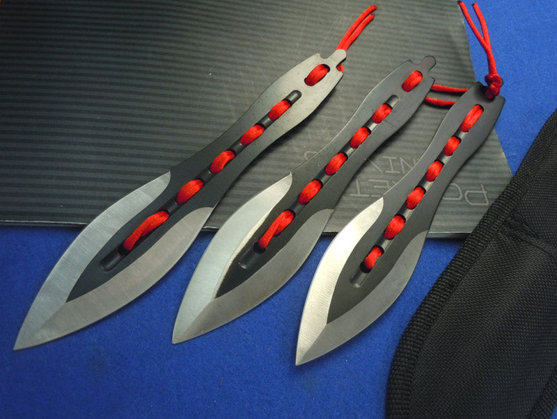 3 Pcs Red Ribbon Outdoor EDC Knife - front view